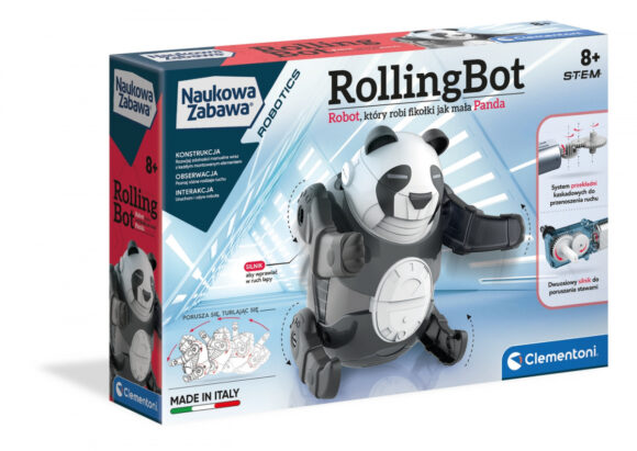 Robot Panda fikający koziołki Naukowa Zabawa Rolling Bot Clementoni