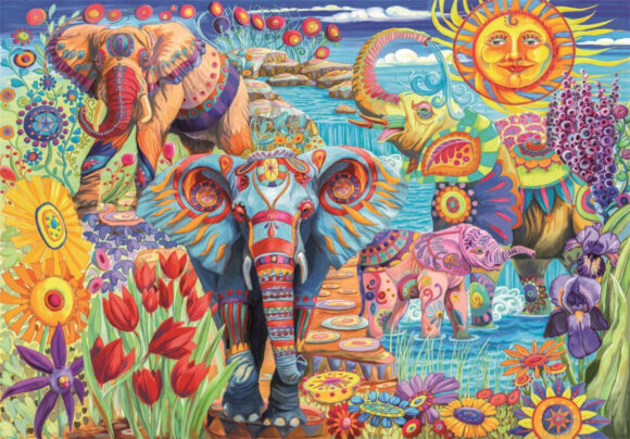 PUZZLE 500 ELEMENTÓW HQC ELEPHANTS' CARNIVAL SŁONIE
