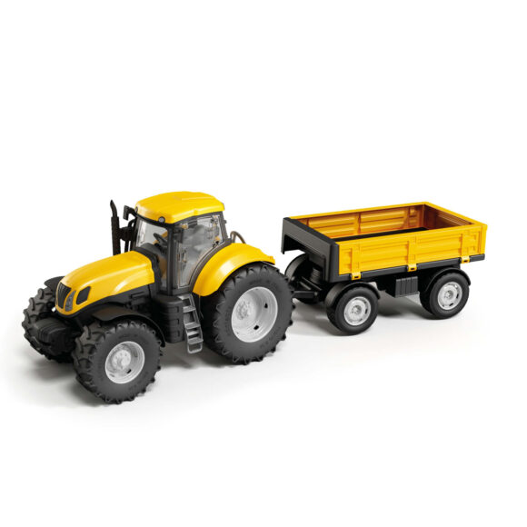 Traktor żółty Adriatic z przyczepą skrętne koła
