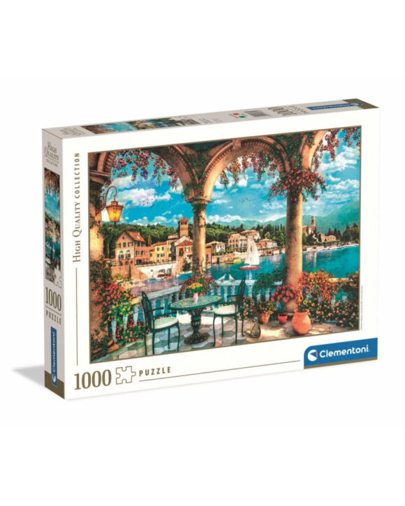 PUZZLE 1000 ELEMENTÓW HQC BALCONY VIEW OF LAKE COMO JEZIORO COMO CLEMENTONI