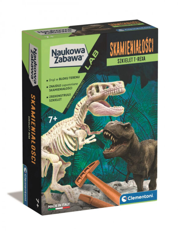 SKAMIENIAŁOŚCI  DINOZAURÓW DLA DZIECI- T-REX FLUO CLEMENTONI