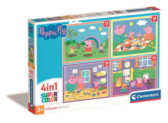 PUZZLE 4 W 1 SUPER KOLOR ŚWINKA PEPPA PIG