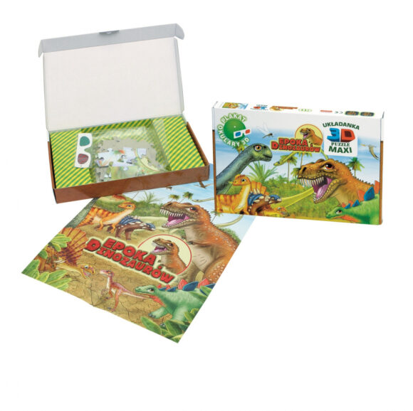Układanka dla dzieci 3D - Epoka dinozaurów Okulary 3D w zestawie