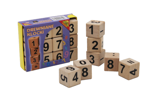 Klocki drewniane dla dzieci do nauki matematyki 1,2,3 cyferki znaki
