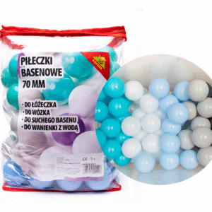 Piłeczki Basenowe 70mm - 70 sztuk do suchego basenu niebieskie szare czarne