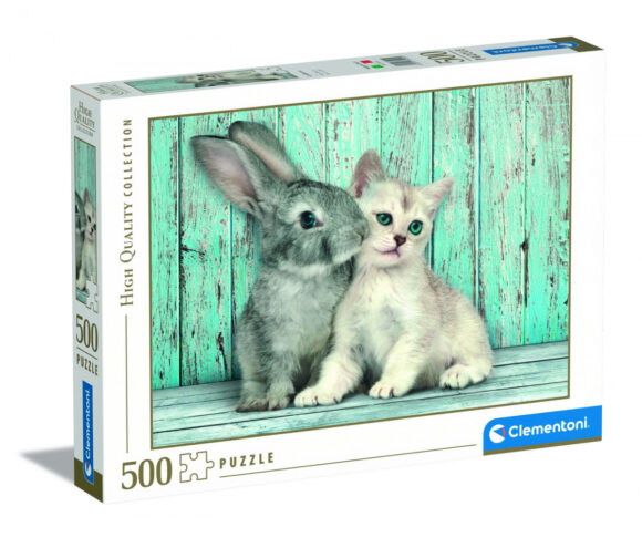 Puzzle 500 elementów HQ CAT AND BUNNY Kotek i Królik