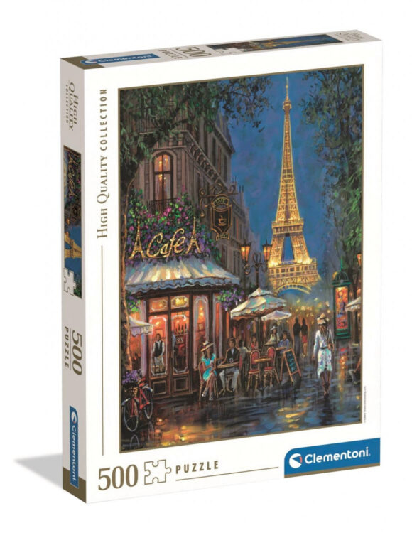 Puzzle 500 elementów HQC NIGHT AT THE EIFFEL CAFÉ wieża Eiffle nocą